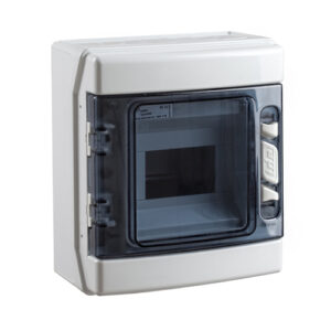 IDE GRUPPETAVLE IP65 6 moduls, lysegrå, transparant låg UDEN Jord/Neutral klemrække